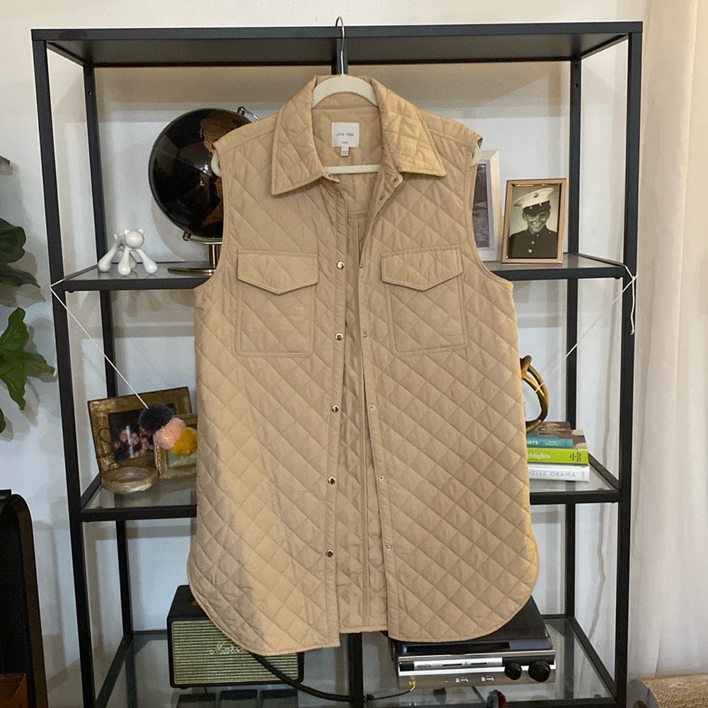 Love Tree Long Quilted Vest- Large